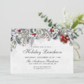 レッドポインセテ素朴ィアスクリスマスホリデーランチョン 招待状 (スタンド正面)