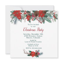 レッドポインセテ縁どィアブーケクリスマスパーティー