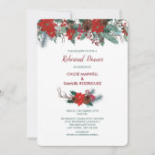 レッドポインセテ縁どィアブーケリハーサルディナー 招待状 (正面)