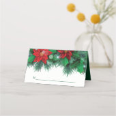 レッドポインセテ縁どィアホリ結婚ーズ プレイスカード (正面)