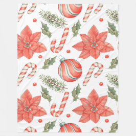 レッドポイントセッティアスキャンディカンとオーナメント フリースブランケット