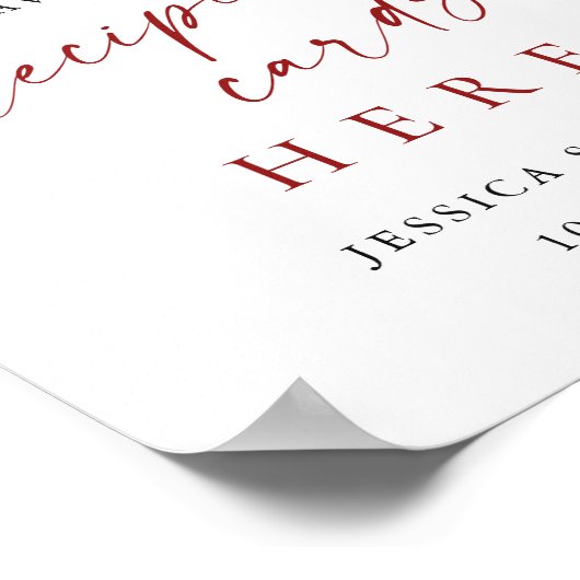 レッドポエレガントインセチアレシピカードブライダルシャワー ポスター (角)