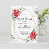 レッドポエレガントインセティアウィンターフローラブライダルシャワー 招待状 (スタンド正面)