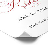 レッドポエレガントインセティアクリスマスブライダルシャワー ポスター (角)