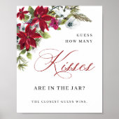 レッドポエレガントインセティアクリスマスブライダルシャワー ポスター (正面)