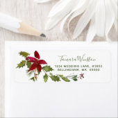 レッドポエレガントインセティアクリスマスホリデー ラベル (インサイチュ)