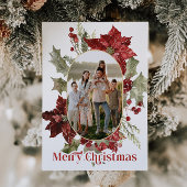 レッドポエレガントインセティアホリディフォトカード シーズンカード