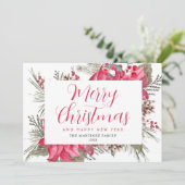 レッドポエレガントインセティアホリークリスマス シーズンカード (スタンド正面)