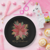 レッドポエレガントインセティアメリークリスマスパーティー ペーパープレート (パーティー)