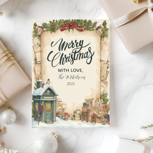 レッドポストボックスウィンターホリデー シーズンカード