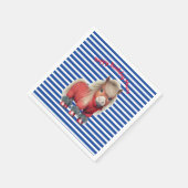 レッドポニーブルーストライプ紙プレート スタンダードカクテルナプキン (角)