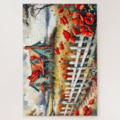 レッドポピズカントリーサイドファームハウスパズル ジグソーパズル (縦)