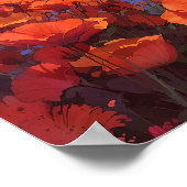 レッドポピズフィールド – 印象派ランドスケープスタイル ポスター (角)