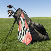 レッドポピズブラックストライプシック ゴルフタオル (グリーン)