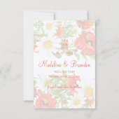 レッドポピズホワイトイエローデイジーフラワーリース セーブザデート (裏面)