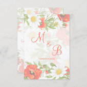 レッドポピズホワイトイエローデイジーフラワーリース セーブザデート (正面/裏面)