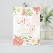 レッドポピズホワイトイエローデイジーフラワーリース セーブザデート (スタンド正面)