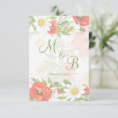 レッドポピズホワイトイエローデイジーフラワーリース セーブザデート (スタンド正面)