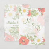 レッドポピズホワイトイエローデイジーフラワーリース セーブザデート (正面/裏面)