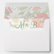 レッドポピズホワイトイエローデイジーフラワーリース