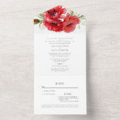 レッドポピズホワイトツーベ結婚ンションズオールインワン オールインワン招待状 (内側)