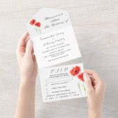 レッドポピズワイルドフラワーウォーターの色結婚フローラ オールインワン招待状 (貼ってはがせる)