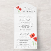 レッドポピズワイルドフラワーウォーターの色結婚フローラ オールインワン招待状 (内側)
