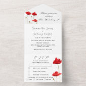 レッドポピズワイルドフラワーウォーターの色結婚フローラ オールインワン招待状 (内側)