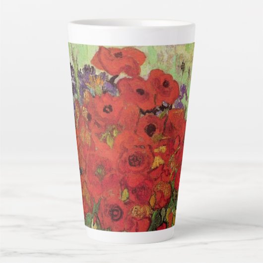 レッドポピーとデイジーズバイビンセント・ヴァン・ゴッホ カフェラテマグ (正面)