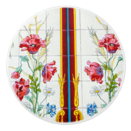 レッドポピーとデイジーセラミックプル セラミックノブ