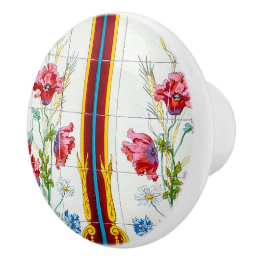 レッドポピーとデイジーセラミックプル セラミックノブ (右)