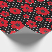 レッドポピーと水玉模様 ラッピングペーパー (角)