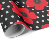 レッドポピーと水玉模様 ラッピングペーパー (ロールコーナー)