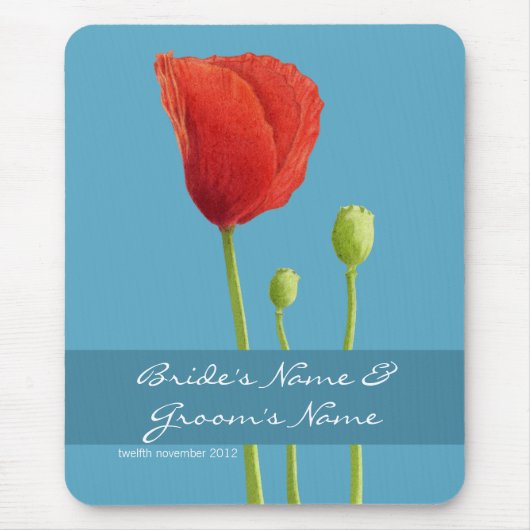 レッドポピーアクア結婚マウスパッド マウスパッド (正面)