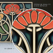 レッドポピーアールデコフローラウォールデコールアールヌーボー タイル