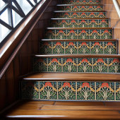 レッドポピーアールデコフローラウォールデコールアールヌーボー タイル