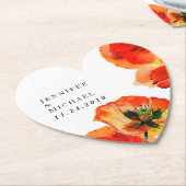 レッドポピーイラストレーションフローラ結婚アート ペーパーコースター (アングル)