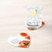 レッドポピーイラストレーションフローラ結婚アート ペーパーコースター (インサイチュ)