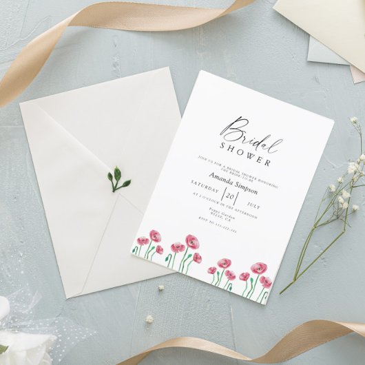 レッドポピーガーデンフローラブライダルシャワー 招待状