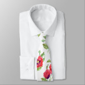 レッドポピースウォーターカラーフローラアート ネクタイ (タイ)
