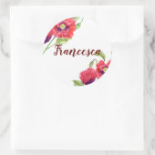 レッドポピースウォーターカラーフローラアート ラウンドシール (バッグ)