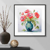 レッドポピースウォーターカラー引用文確認プリント ポスター