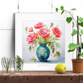 レッドポピースウォーターカラー引用文確認プリント ポスター