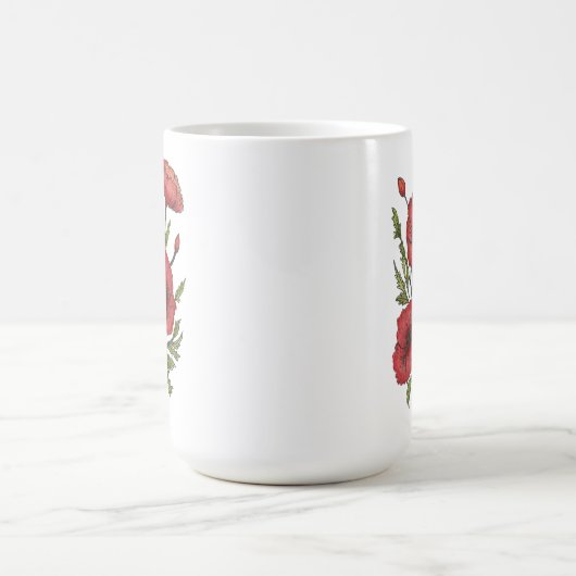 レッドポピースセラミックマグカップ(15oz) コーヒーマグカップ (中央)