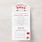 レッドポピースワイルドフラワーズフローラスウィート16 16 オールインワン招待状 (内側)