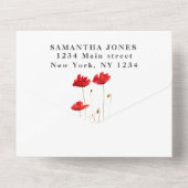 レッドポピースワイルドフラワーズフローラスウィート16 16 オールインワン招待状 (裏面)