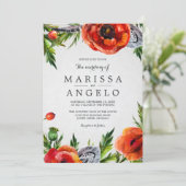 レッドポピーズウォーターカラーフローラ結婚式招待状 招待状 (スタンド正面)