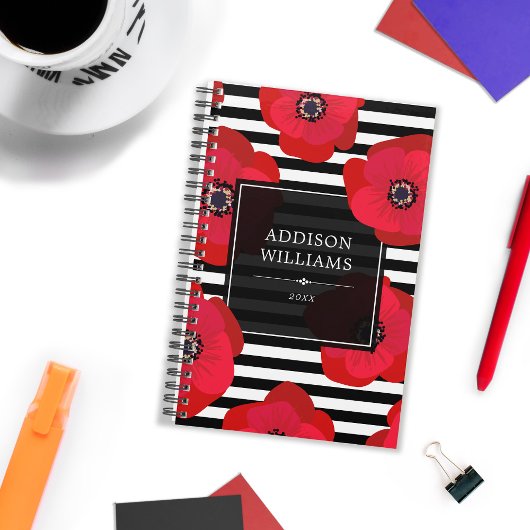 レッドポピーズシック白黒ストライプズ プランナー手帳