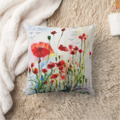 レッドポピーズファンタジーウォーターカラージネット クッション (ブランケット)