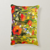 レッドポピーズフィールド絵画抽象芸術 アクセントクッション (裏面(縦))